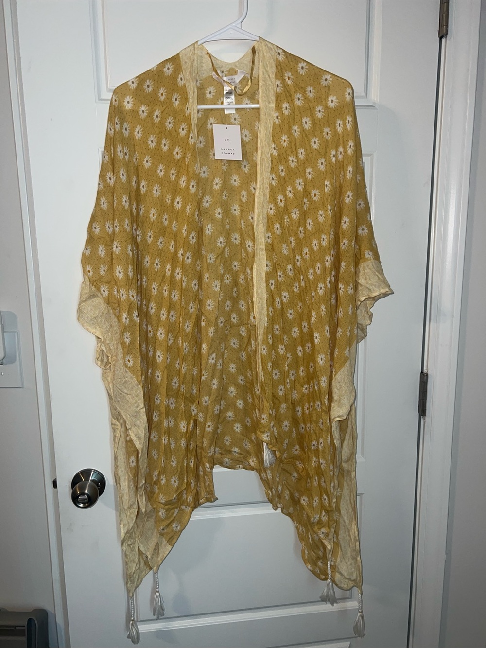 LC Lauren Conrad Mustard Yellow Floral Kimono Cover-Up